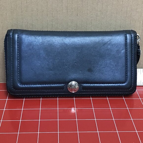 Coach Blue Shimmering Accordion Zip Wallet - Picture 1 of 11